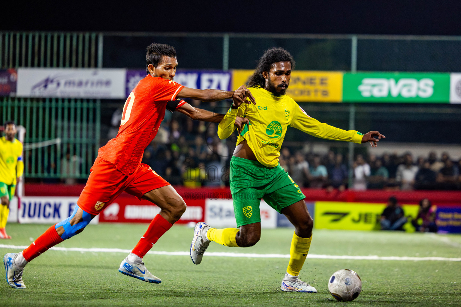 Gdh Vaadhoo vs GA Dhevvadhoo in zone round on Day 32 of Golden Futsal Challenge 2025 was held on Wednesday , 5th February 2025, in Hulhumale', Maldives. Photos: Nausham Waheed / images.mv