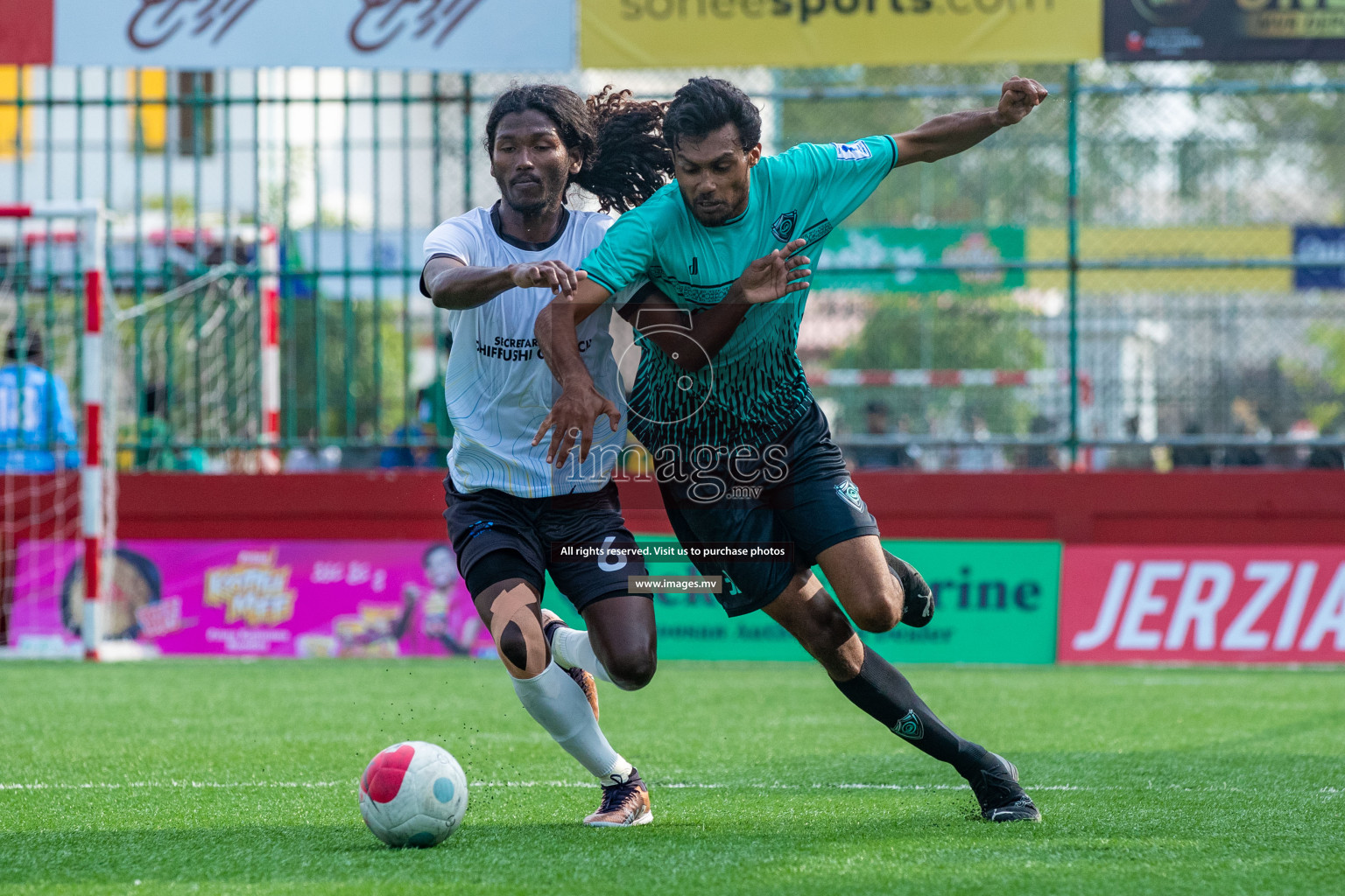 K. Dhiffushi vs K. Thulusdhoo in Day 6 of Golden Futsal Challenge 2023 on 10 February 2023 in Hulhumale, Male, Maldives