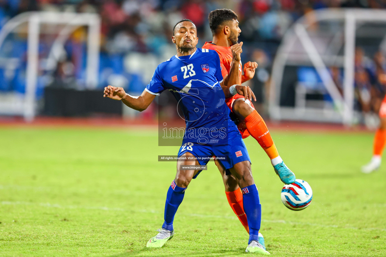 Nepal vs India in SAFF Championship 2023 held in Sree Kanteerava Stadium, Bengaluru, India, on Saturday, 24th June 2023. Photos: Hassan Simah,  / images.mv