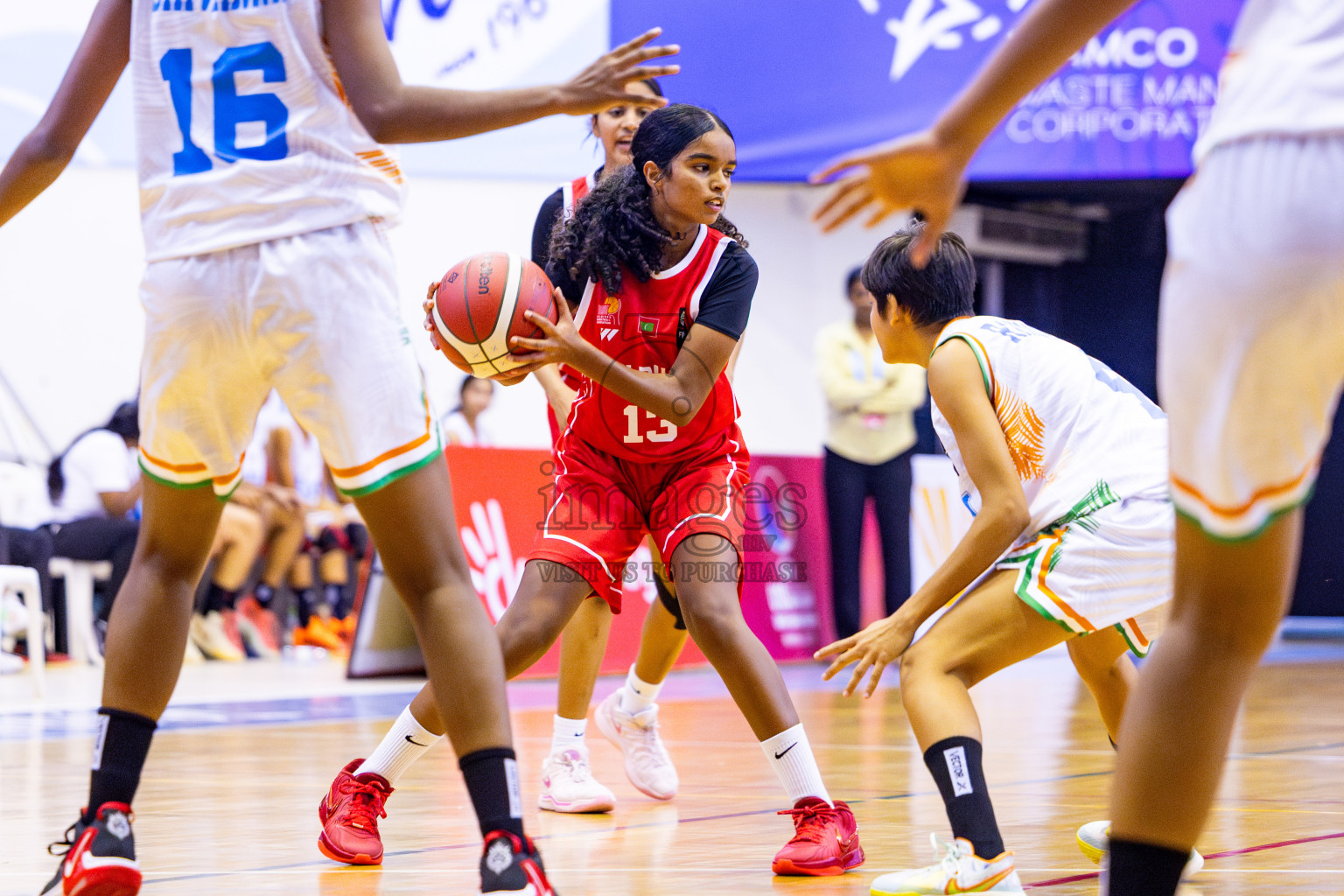 Maldives vs India in Day 3 of Under 16 Woman's Asian Cup SABA Qualifiers 2025 was held in Social Center, Male', Maldives on Saturday, 14th June 2025. Photos: Nausham Waheed / images.mv