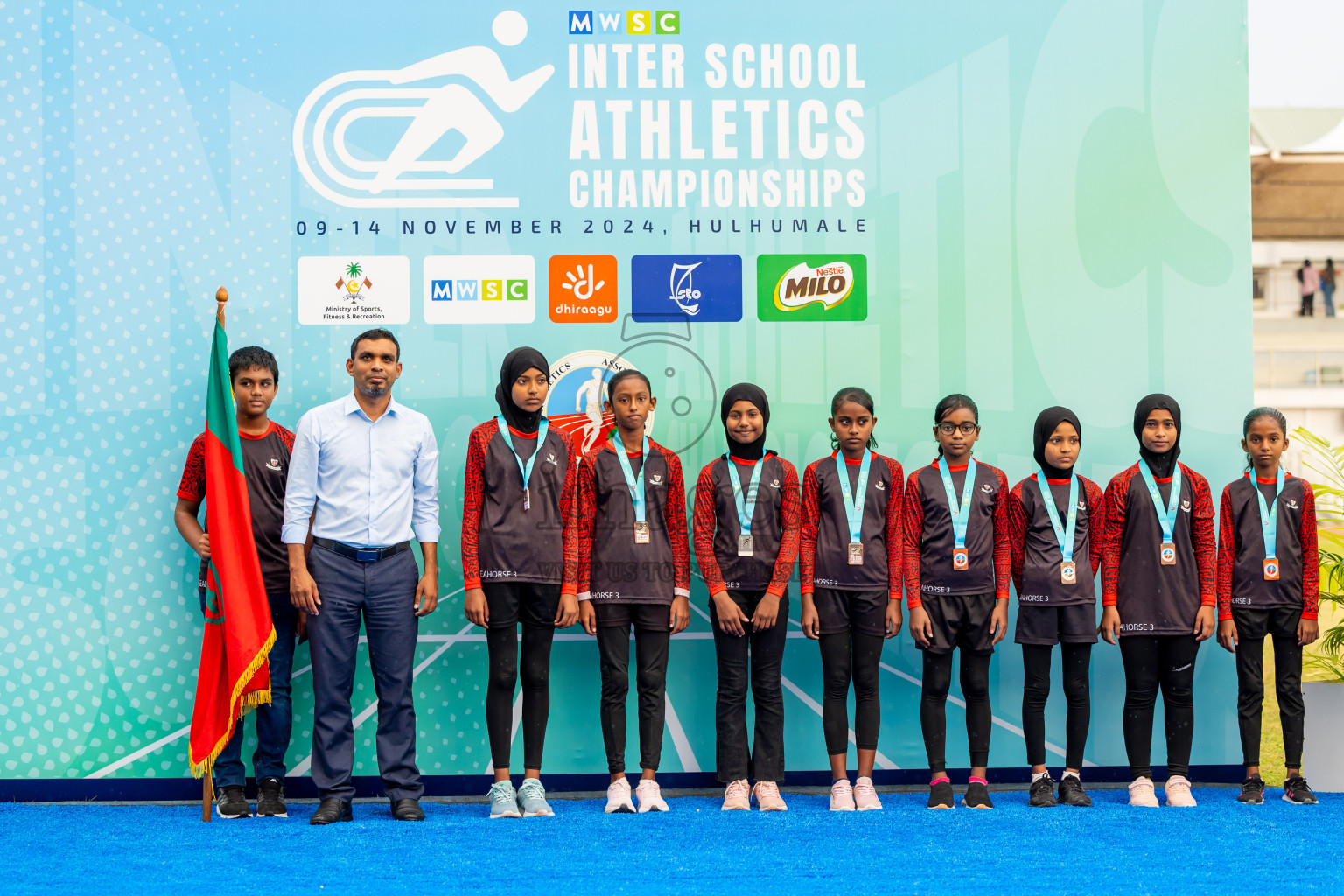 Day 6 of MWSC Interschool Athletics Championships 2024 held in Hulhumale Running Track, Hulhumale, Maldives on Thursday, 14th November 2024. Photos by: Nausham Waheed / Images.mv