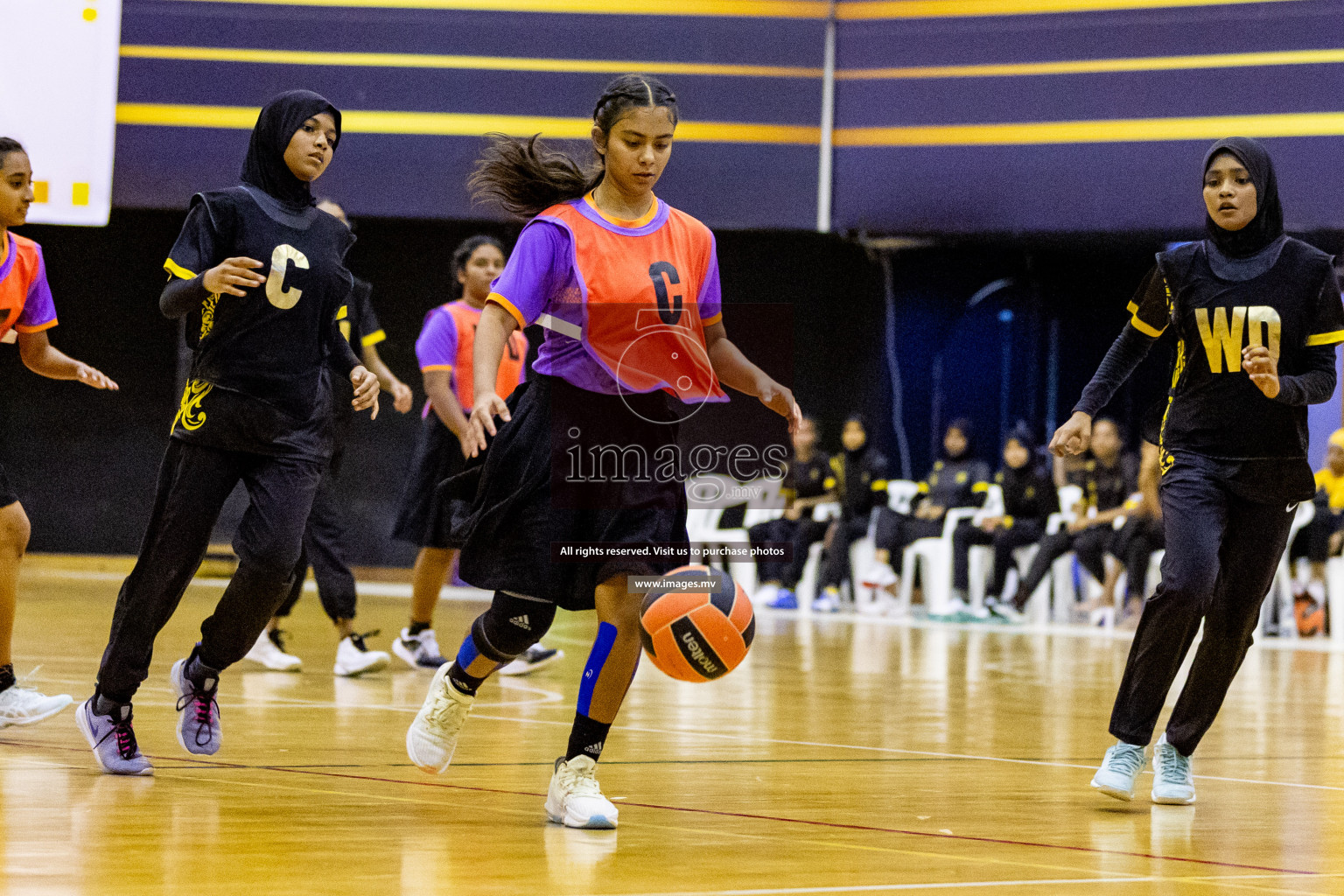 Day 9 of 24th Interschool Netball Tournament 2023 was held in Social Center, Male', Maldives on 4th November 2023. Photos: Hassan Simah / images.mv