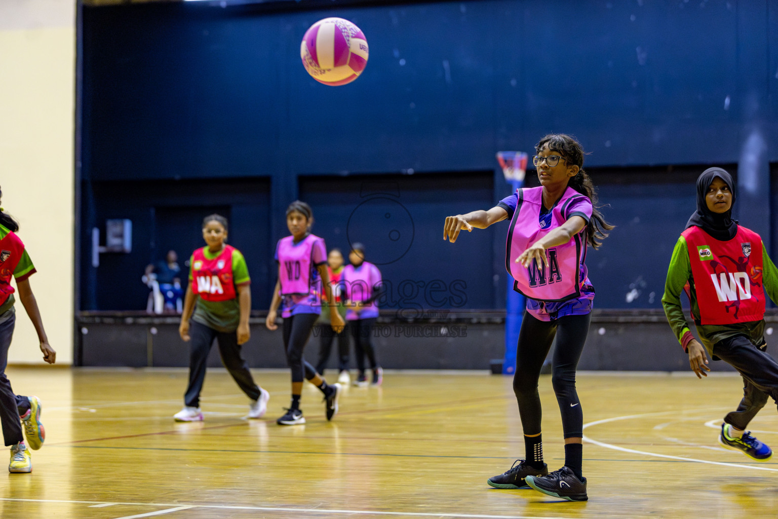 N Sports Academy A vs Fiontti Sports Club  in Day 3 of 3rd Netball Junior Championship, held at Social Center on Tuesday, 21st January 2025 . 
Photos: Hassan Simah / images.mv
