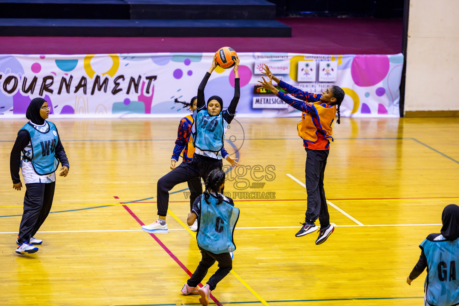 Day 9 of 25th Inter-School Netball Tournament was held in Social Center at Male', Maldives on Monday, 19th August 2024. Photos: Nausham Waheed / images.mv