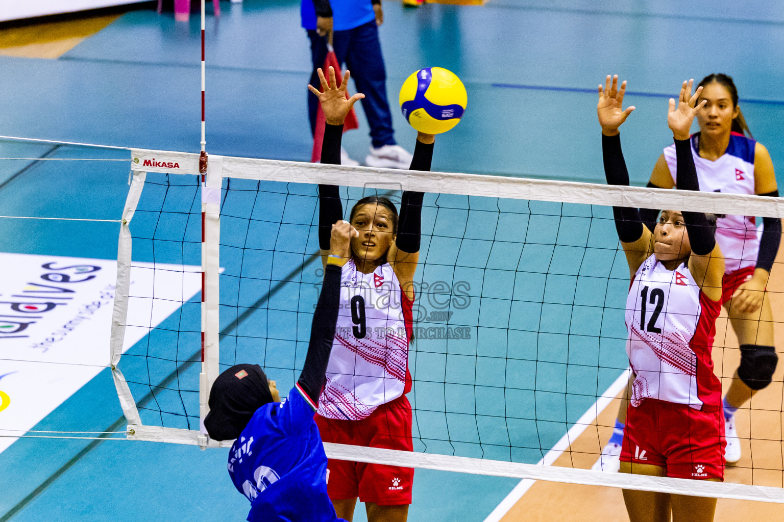 Nepal vs Maldives in Third Place Match of CAVA U20 Woman's Volleyball Championship 2024 was held in Social Center, Male', Maldives on 23rd July 2024. Photos: Nausham Waheed / images.mv