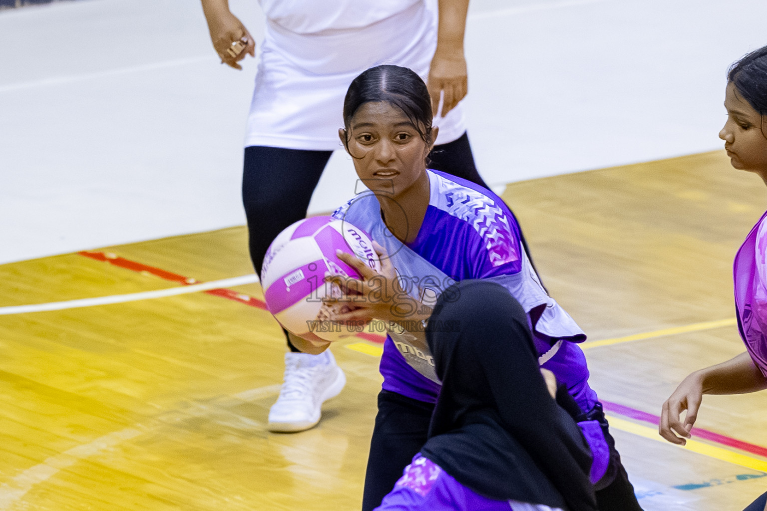 Invicto SC vs Xenith SC A in Day 3 of 24th Milo Netball Association Championship held in Social Center at Male', Maldives on Wednesday, 3rd September 2025. Photos: Mohamed MahfoozMoosa / images.mv