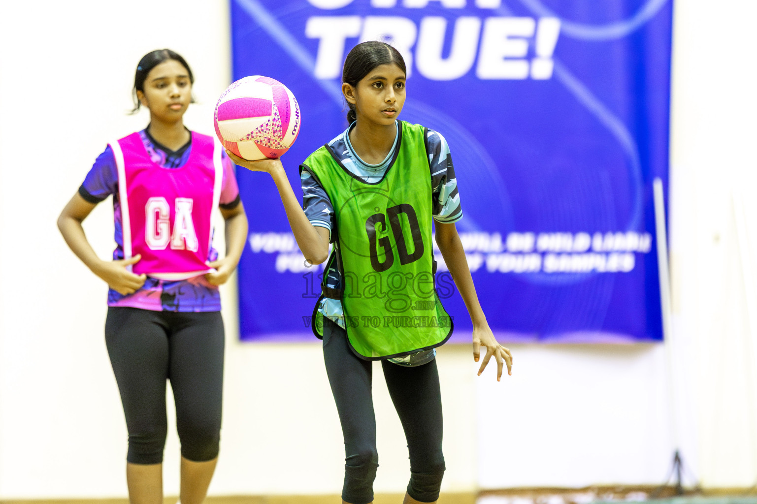 High Fluers vsN Sports Academy in Day 5 of 3rd Netball Junior Championship, held at Social Center on Thursday 23rd January 2025 . Photos: Shuu Abdul Sattar / images.mv