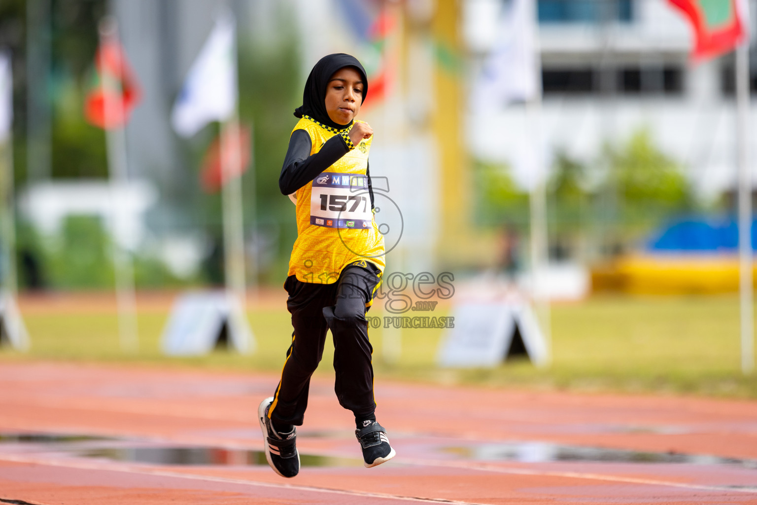 Day 1 of MWSC Interschool Athletics Championships 2024 held in Hulhumale Running Track, Hulhumale, Maldives on Saturday, 9th November 2024. 
Photos by: Ismail Thoriq / images.mv