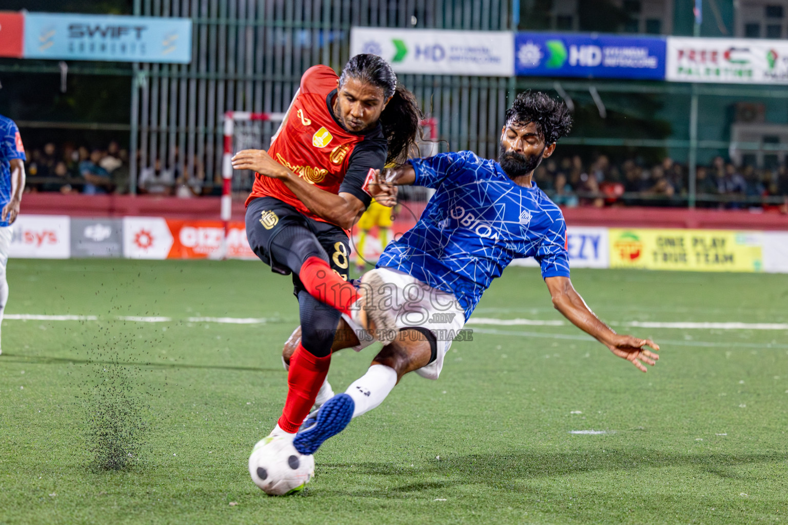 L. Gan VS HDh. Naivaadhoo in Round of 16 on Day 40 of Golden Futsal Challenge 2024 which was held on Tuesday, 27th February 2024, in Hulhumale', Maldives Photos: Hassan Simah / images.mv