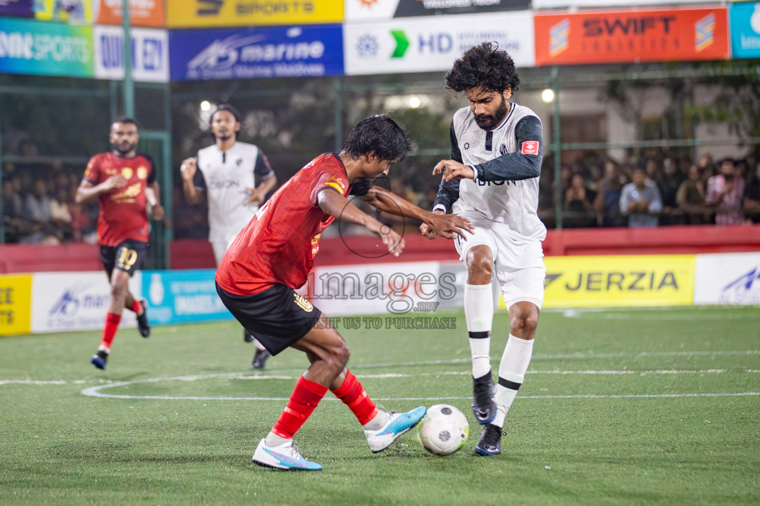 Vilimale vs L Gan in Semi Finals of Golden Futsal Challenge 2024 which was held on Friday, 1st March 2024, in Hulhumale', Maldives. 
Photos: Hassan Simah / images.mv