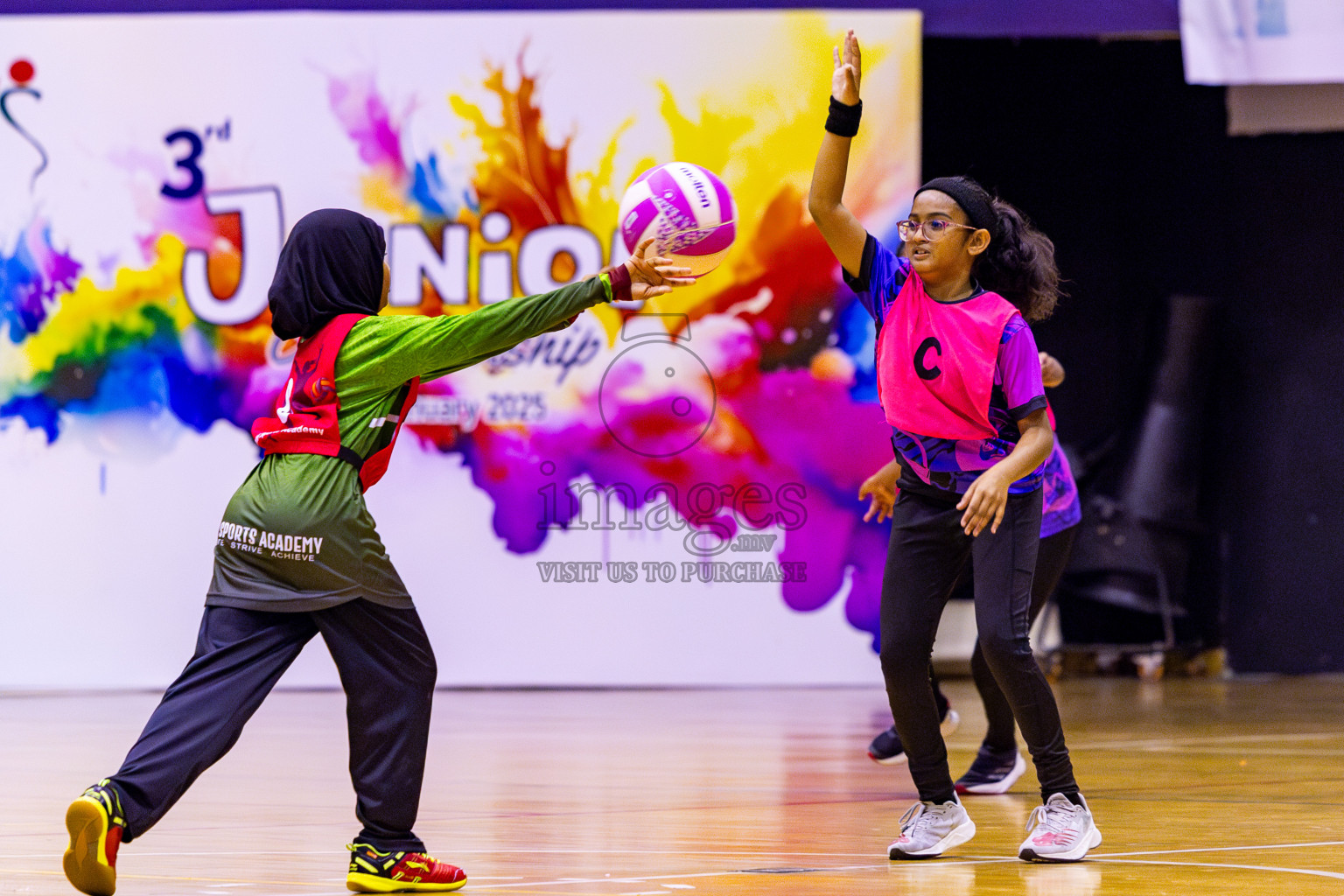 N Sports Academy B vs Fiontti Sports Club U11 Finals of 3rd Netball Junior Championship, held at Social Center on Saturday, 25th January 2025 . Photos: Nausham Waheed / images.mv