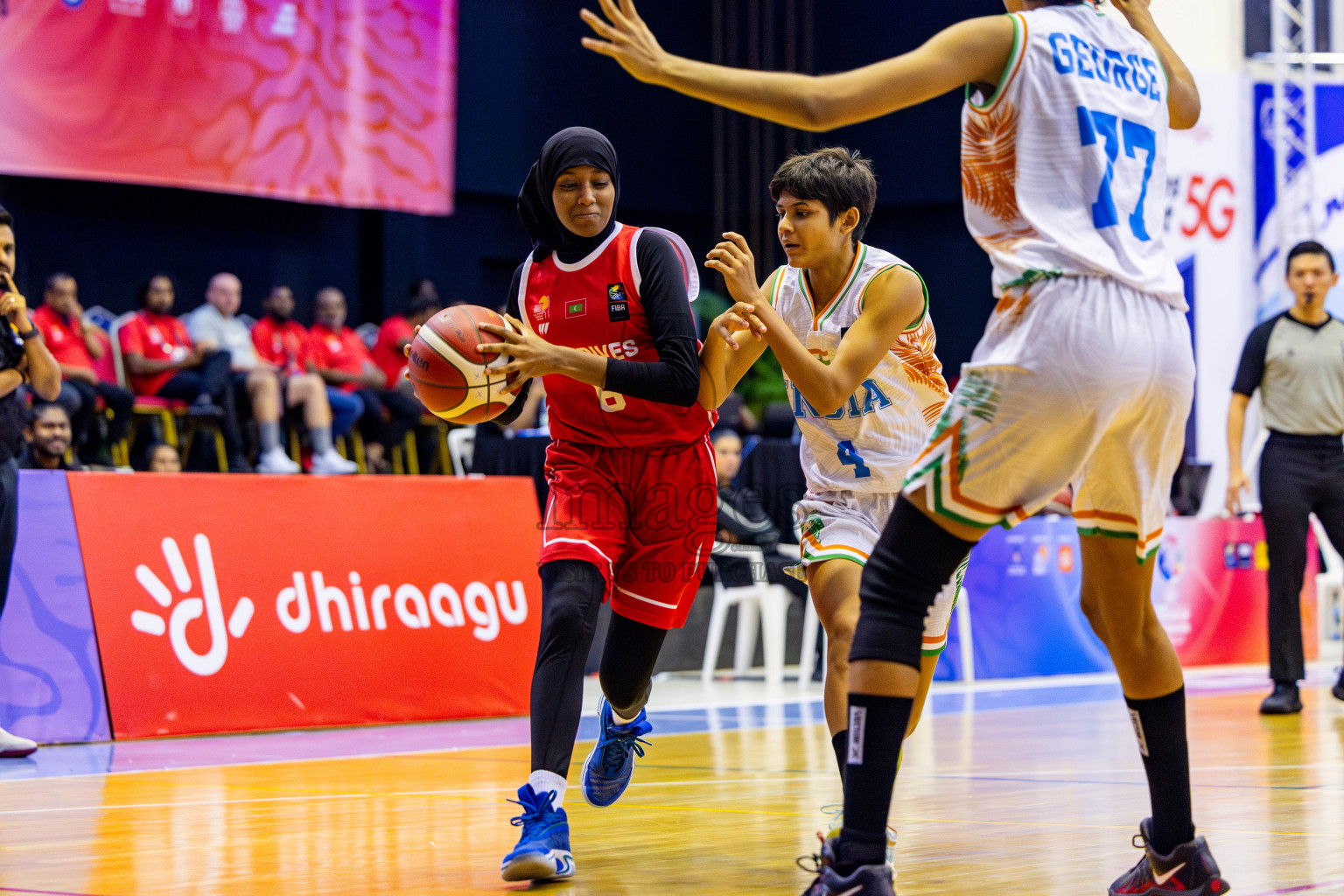 Maldives vs India in Day 3 of Under 16 Woman's Asian Cup SABA Qualifiers 2025 was held in Social Center, Male', Maldives on Saturday, 14th June 2025. Photos: Nausham Waheed / images.mv