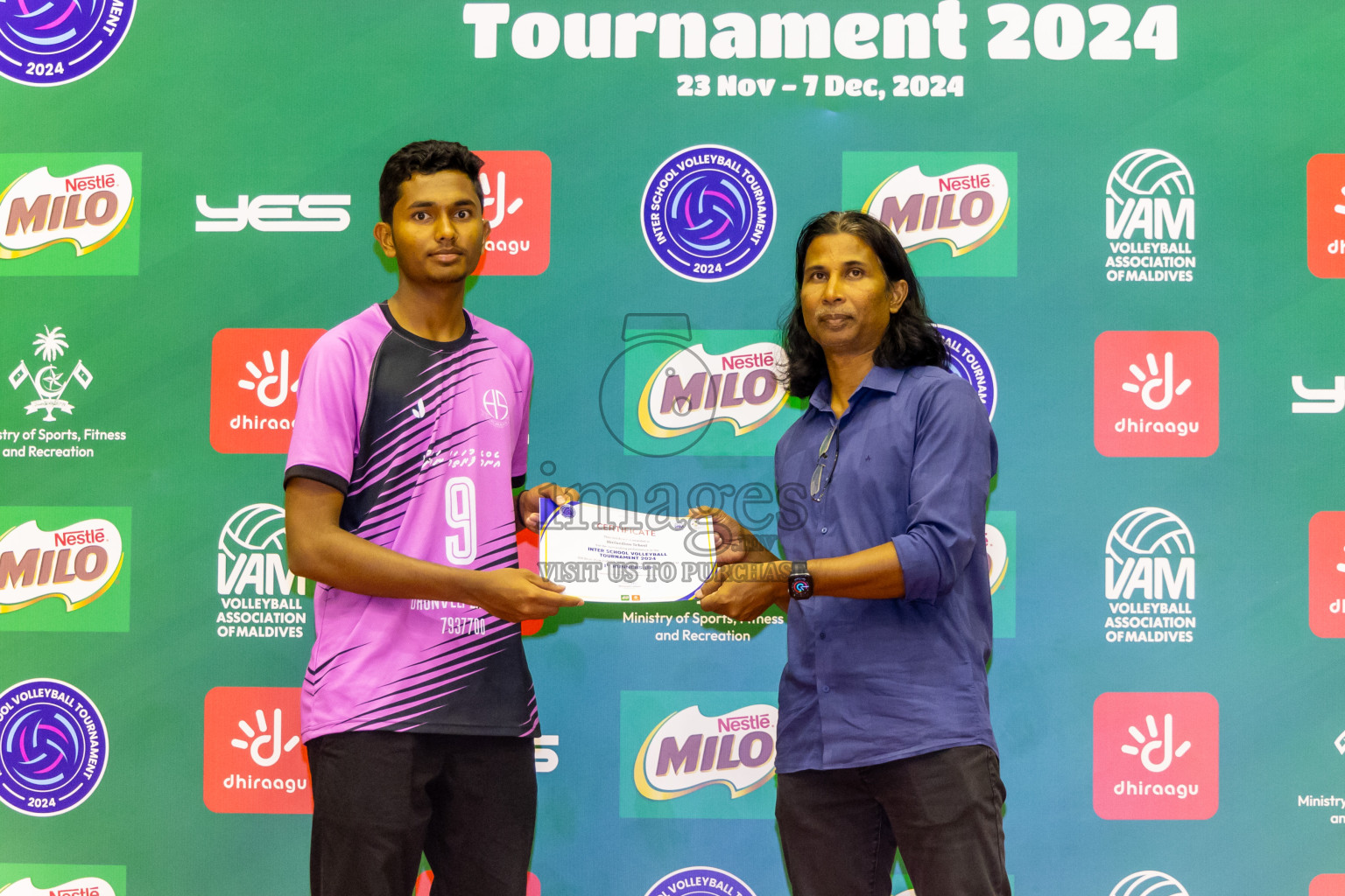 Finals of Interschool Volleyball Tournament 2024 was held in Social Center at Male', Maldives on Friday, 6th December 2024. Photos: Nausham Waheed / images.mv