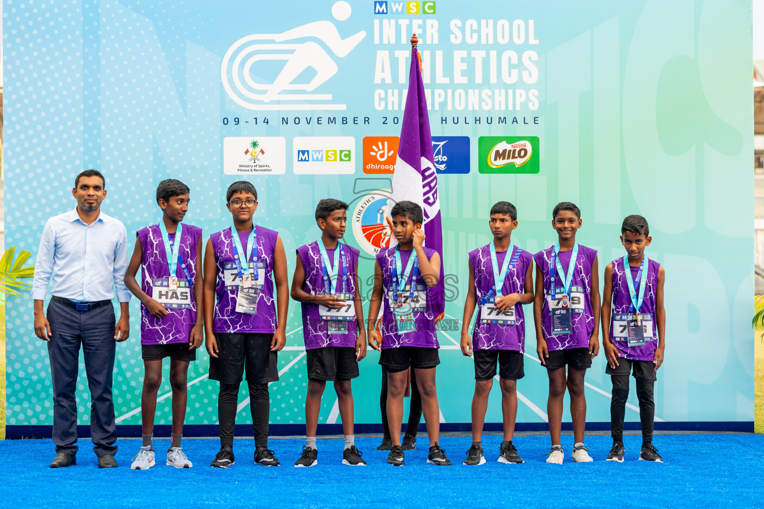 Day 6 of MWSC Interschool Athletics Championships 2024 held in Hulhumale Running Track, Hulhumale, Maldives on Thursday, 14th November 2024. Photos by: Nausham Waheed / Images.mv