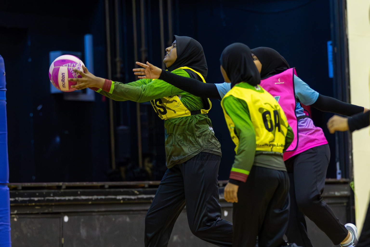 Fionti Sports Acadamy vs Netkids C in Day 3 of 3rd Netball Junior Championship, held at Social Center on Wednesday 22nd January 2025 . Photos: Shuu Abdul Sattar / images.mv