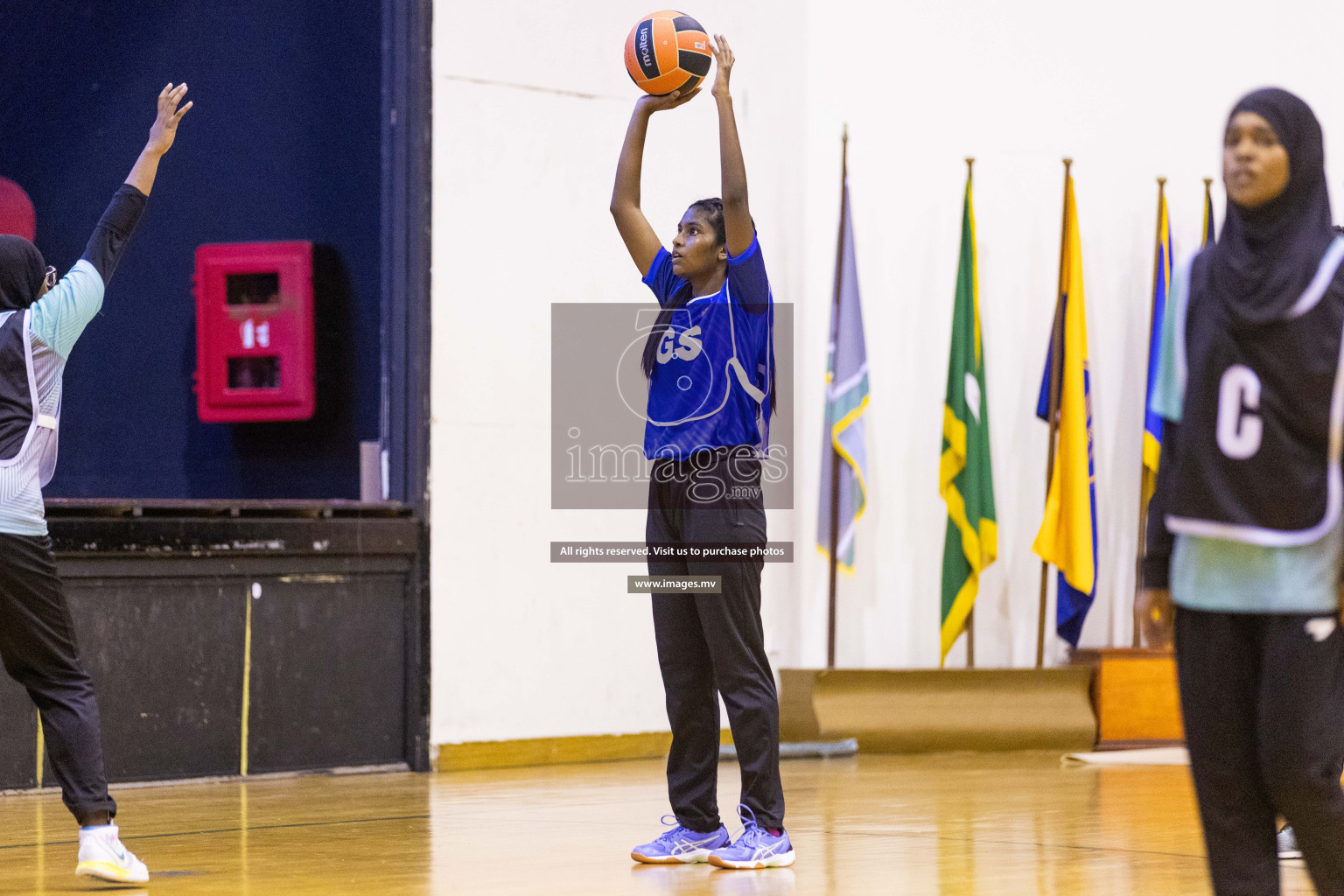 Day 9 of 24th Interschool Netball Tournament 2023 was held in Social Center, Male', Maldives on 4th November 2023. Photos: Nausham Waheed / images.mv