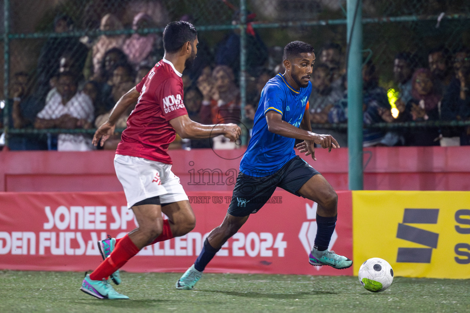 K. Maafushi vs K. Kaashidhoo in Day 28 of Golden Futsal Challenge 2024 was held on Sunday , 11th February 2024 in Hulhumale', Maldives Photos: Mohamed Mahfooz Moosa / images.mv