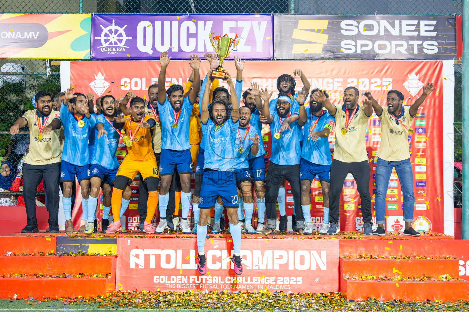 M Dhiggaru vs M Muli in Meemu Atoll Finals in Day 25 of Golden Futsal Challenge 2025 was held on Wednesday , 28th January 2025, in Hulhumale', Maldives. Photos: Ismail Thoriq / images.mv