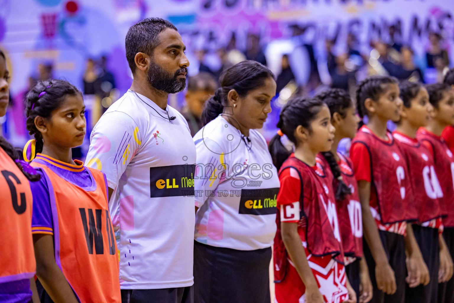 Iskandhar School vs Ghiyasuddin International School in the U15 Finals of Inter-school Netball Tournament held in Social Center at Male', Maldives on Monday, 26th August 2024. Photos: Hassan Simah / images.mv