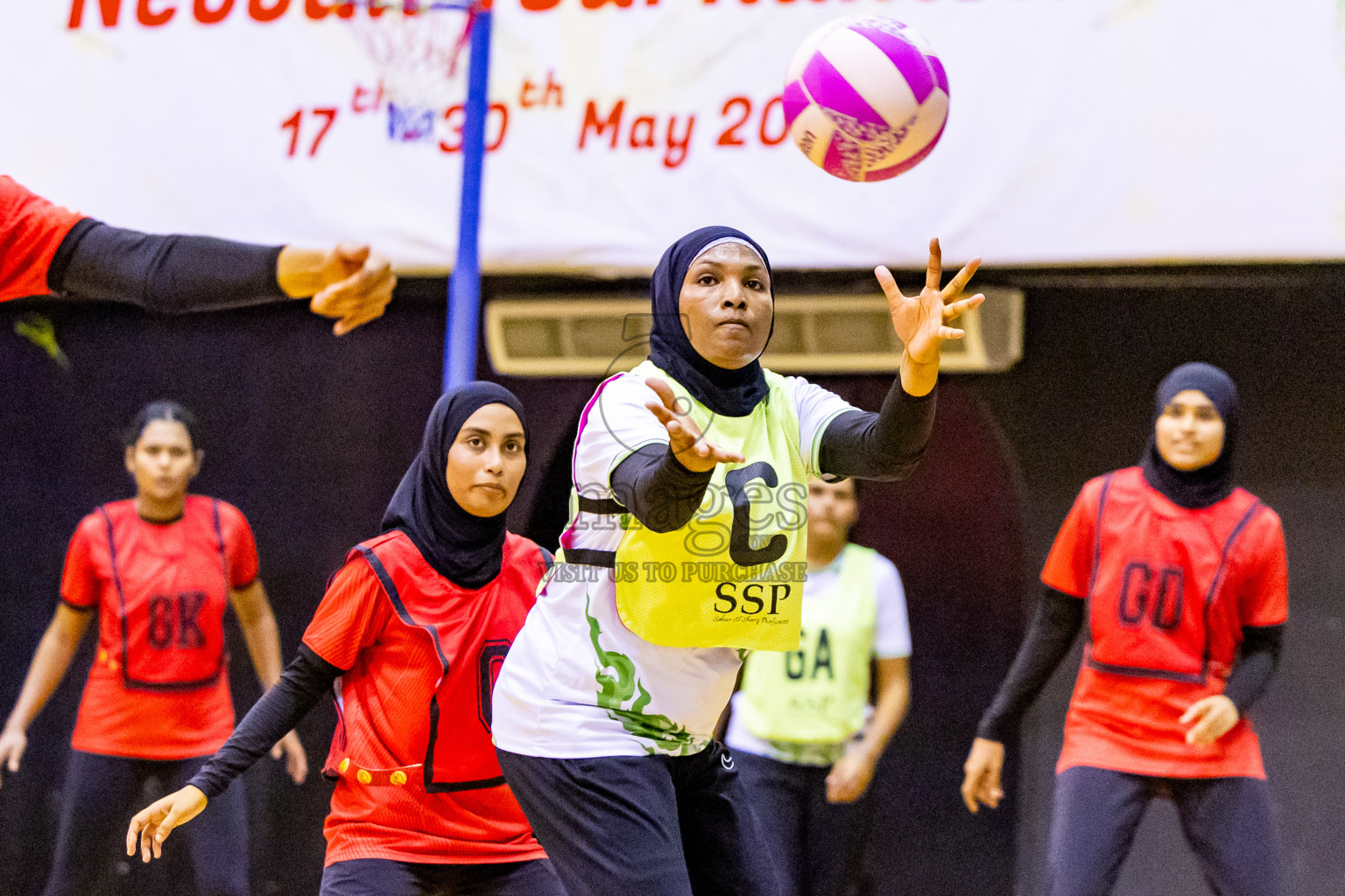 Matrix vs Club green streets in 1st division Final of National Netball Tournament 2025 held in Social Center at Male', Maldives on Thursday, 29th May 2025. Photos: Nausham Waheed / images.mv