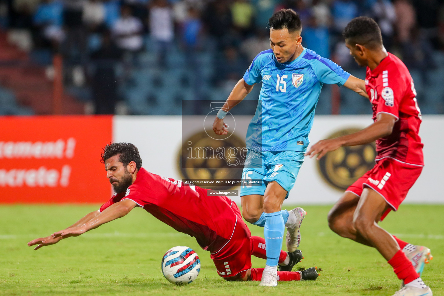 Lebanon vs India in the Semi-final of SAFF Championship 2023 held in Sree Kanteerava Stadium, Bengaluru, India, on Saturday, 1st July 2023. Photos: Hassan Simah / images.mv