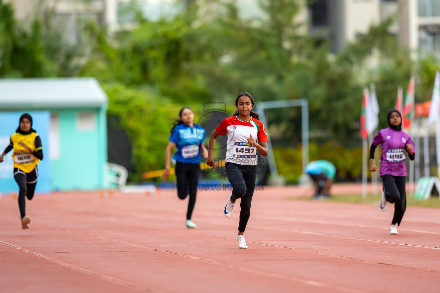 Day 1 of MWSC Interschool Athletics Championships 2024 held in Hulhumale Running Track, Hulhumale, Maldives on Saturday, 9th November 2024. Photos by: Ismail Thoriq / Images.mv