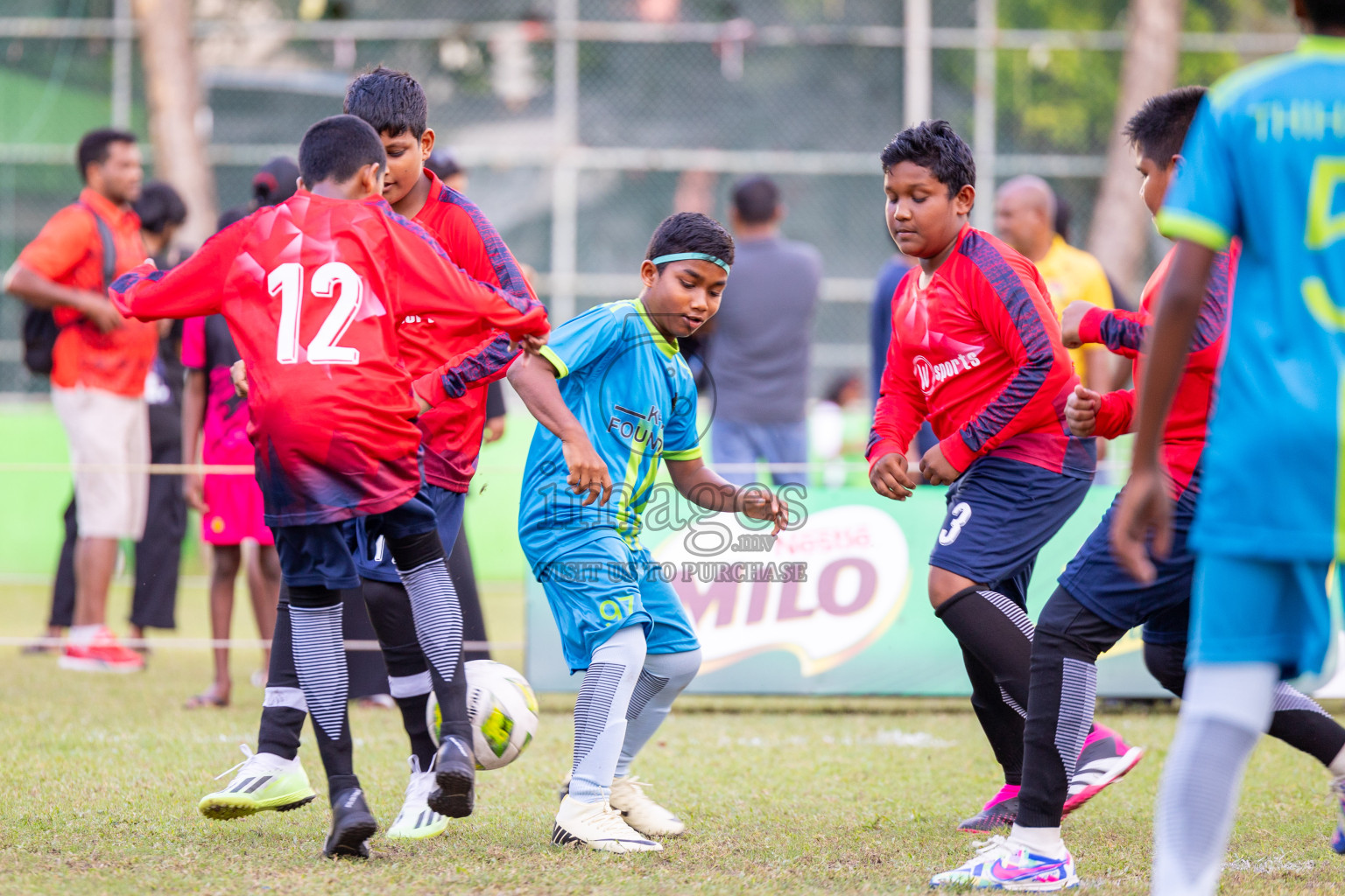 Day 1 of MILO Academy Championship 2024 - U12 was held at Henveiru Grounds in Male', Maldives on Thursday, 4th July 2024. 
Photos: Ismail Thoriq / images.mv