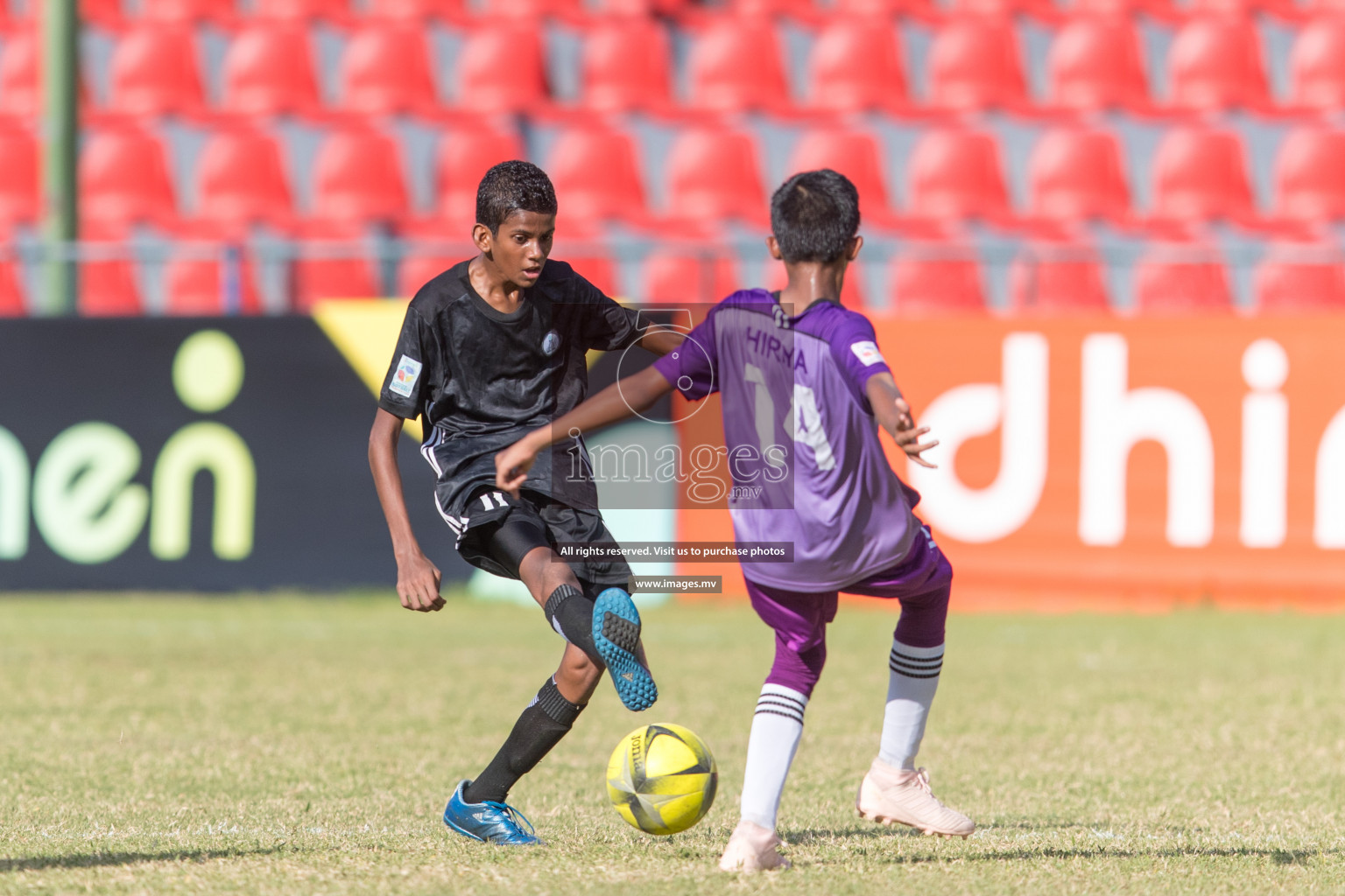 Ahmadhiyya School and Hiriya School in MAMEN Inter School Football Tournament 2019 (U13) in Male, Maldives on 4th April 2019 Photos: Ismail Thoriq / images.mv