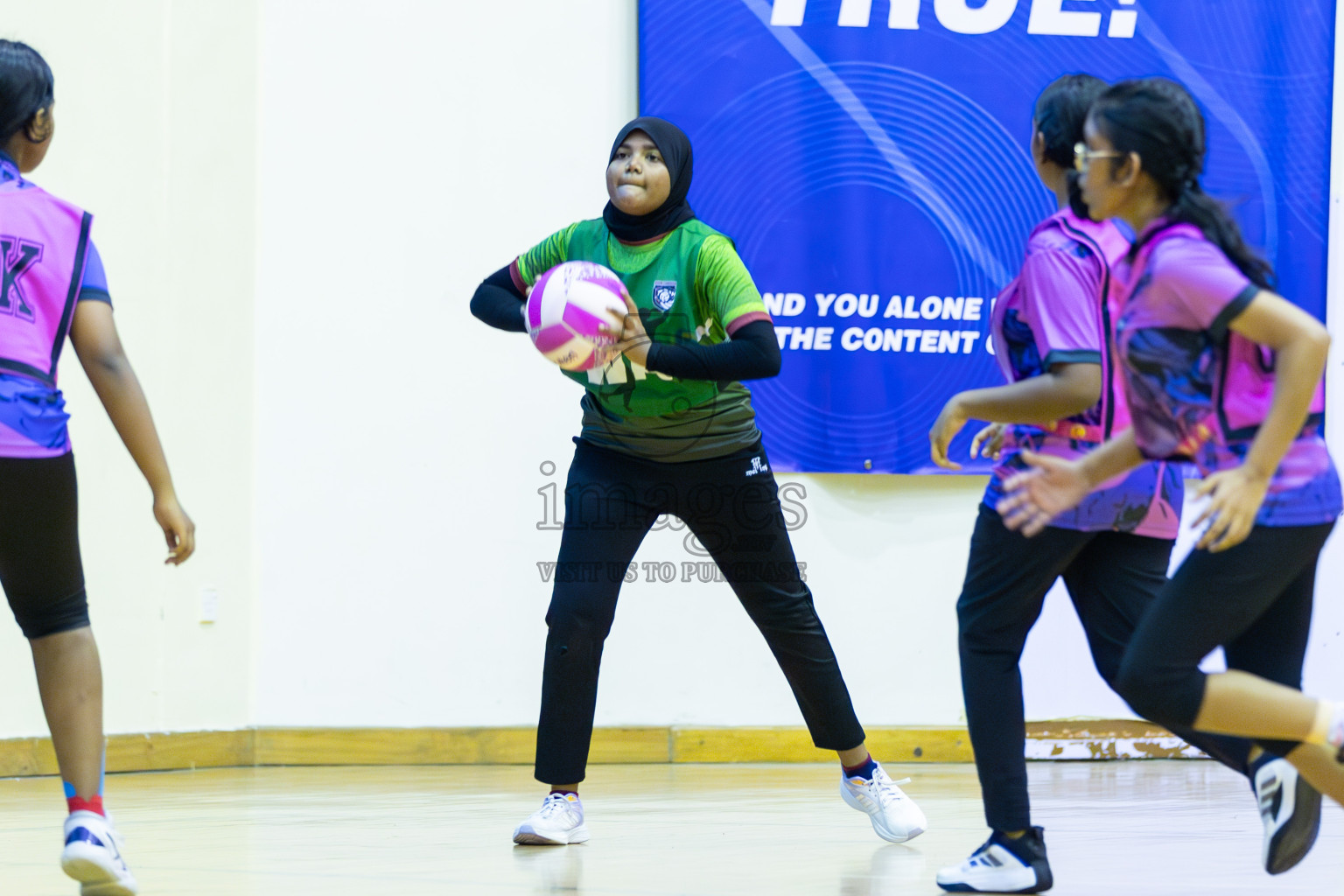 N Sports Academy B vs FIONTI Sports Club in Day 1 of 3rd Junior Championship - Netball association of Maldives, held at Social Center on 19th January 2025 . Photos by Shuu Abdul Sattar