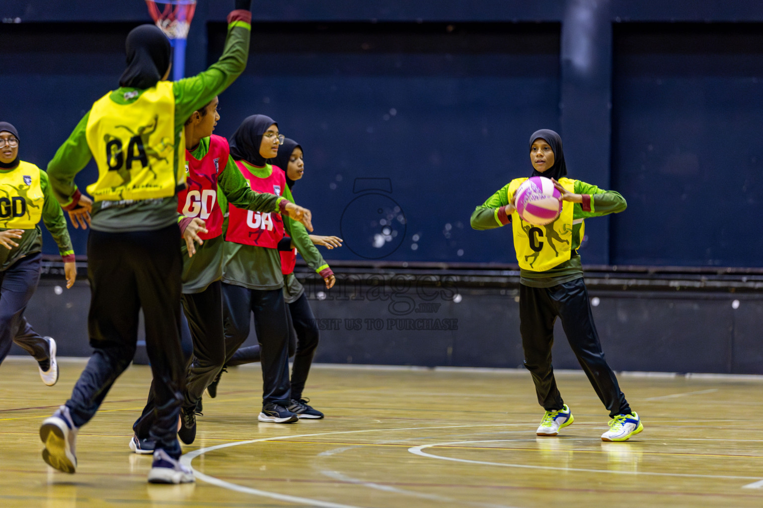 Fiontti Sports Academy vs Fionrri Academy A (U13) in Day 3 of 3rd Netball Junior Championship, held at Social Center on Tuesday, 21st January 2025 . 
Photos: Hassan Simah / images.mv