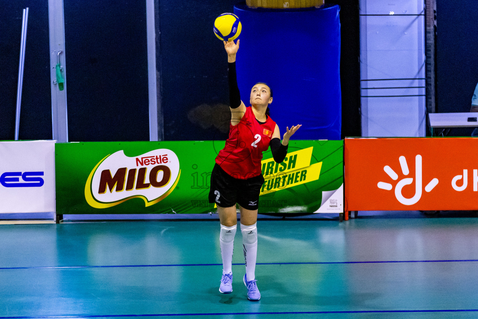 Nepal vs Kyrgyzstan in Day 2 of CAVA U20 Woman's Volleyball Championship 2024 was held in Social Center, Male', Maldives on 19th July 2024. Photos: Nausham Waheed / images.mv