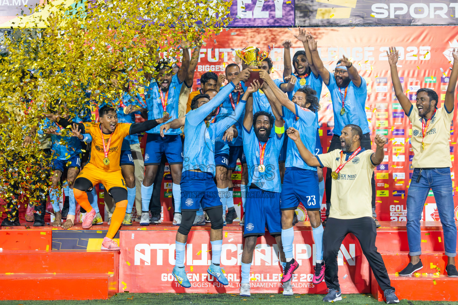 M Dhiggaru vs M Muli in Meemu Atoll Finals in Day 25 of Golden Futsal Challenge 2025 was held on Wednesday , 28th January 2025, in Hulhumale', Maldives. Photos: Ismail Thoriq / images.mv