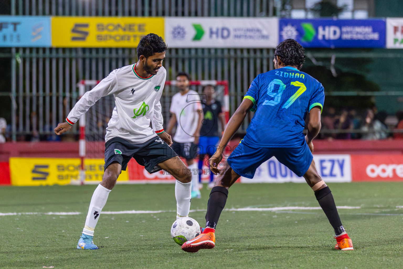 H.Dh Makunudhoo vs H.Dh Finey in Day 6 of Golden Futsal Challenge 2024 was held on Saturday, 20th January 2024, in Hulhumale', Maldives Photos: Mohamed Mahfooz Moosa / images.mv