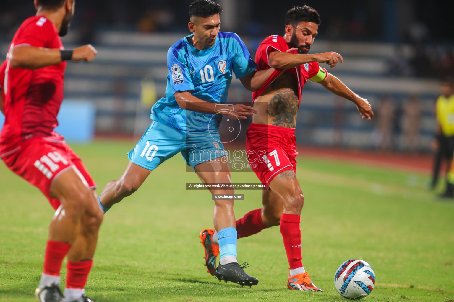 Lebanon vs India in the Semi-final of SAFF Championship 2023 held in Sree Kanteerava Stadium, Bengaluru, India, on Saturday, 1st July 2023. Photos: Hassan Simah / images.mv