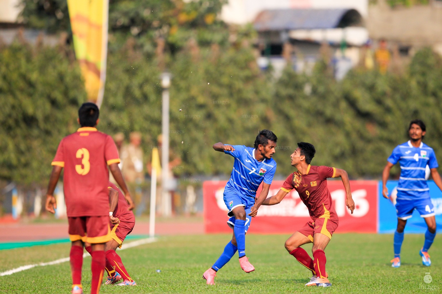 Maldives football played against Sri Lanka in the group stages of the South Asian Games in Guwahati, India, Monday, February. 08, 2016.   (Images.mv Photo/ Hussain Sinan).