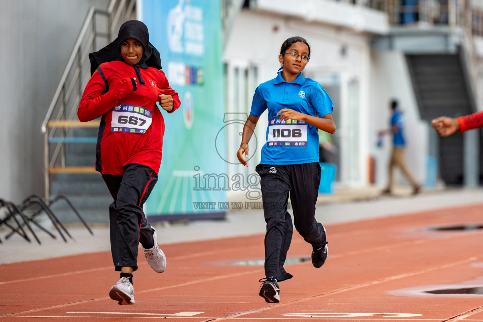 Day 1 of MWSC Interschool Athletics Championships 2024 held in Hulhumale Running Track, Hulhumale, Maldives on Saturday, 9th November 2024. 
Photos by: Ismail Thoriq, Hassan Simah / Images.mv