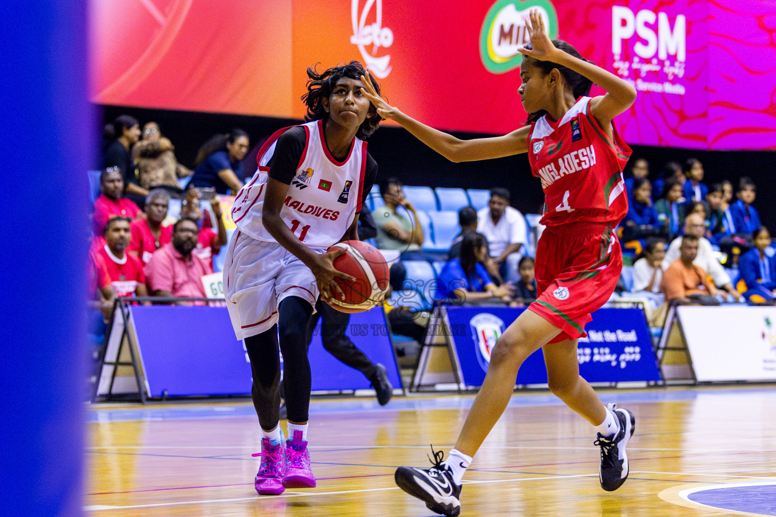 Maldives vs Bangladesh in Day 1 of Under 16 Woman's Asian Cup SABA Qualifiers 2025 was held in Social Center, Male', Maldives on 12th June 2025. Photos: Nausham Waheed / images.mv