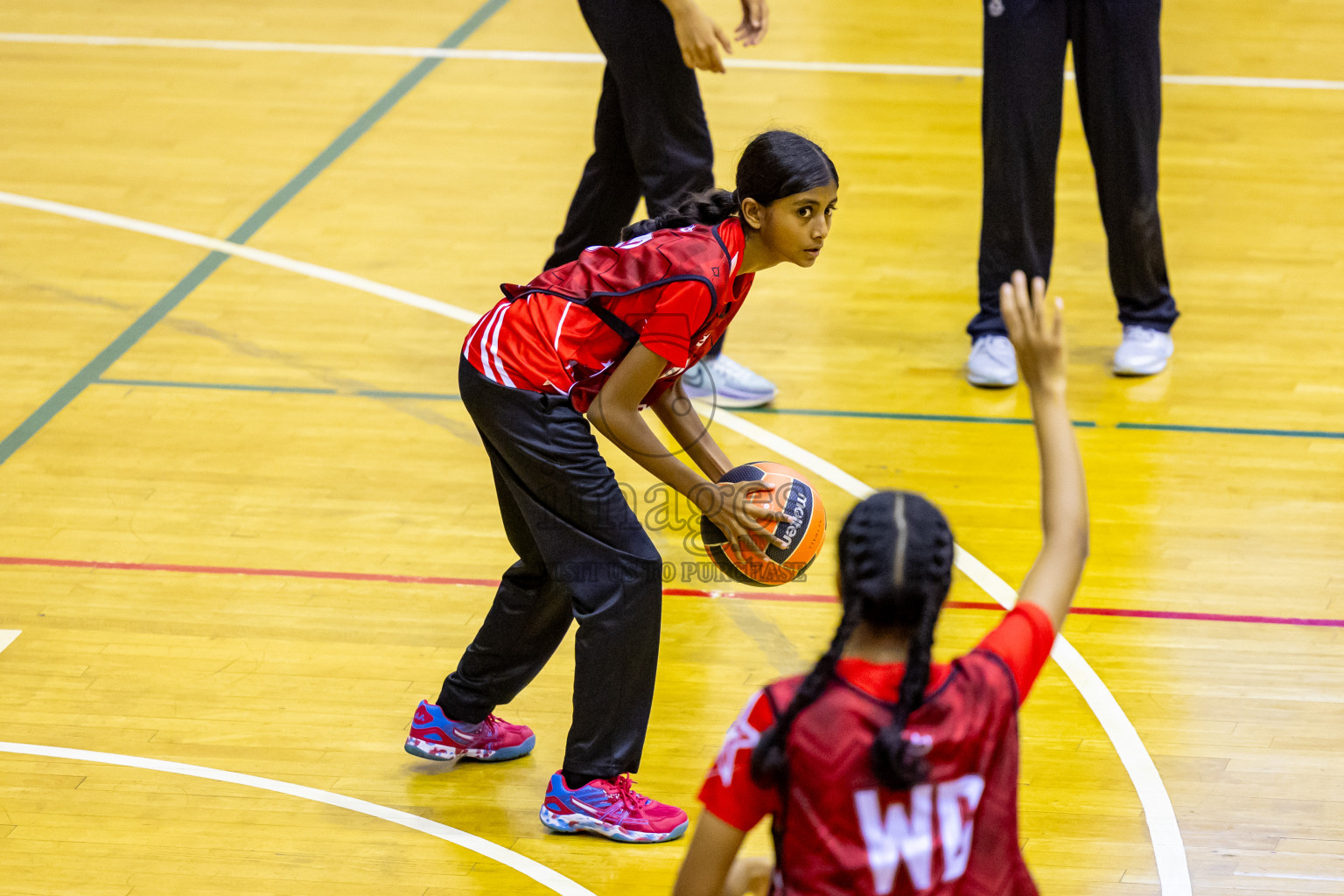 Day 9 of 25th Inter-School Netball Tournament was held in Social Center at Male', Maldives on Monday, 19th August 2024. Photos: Nausham Waheed / images.mv