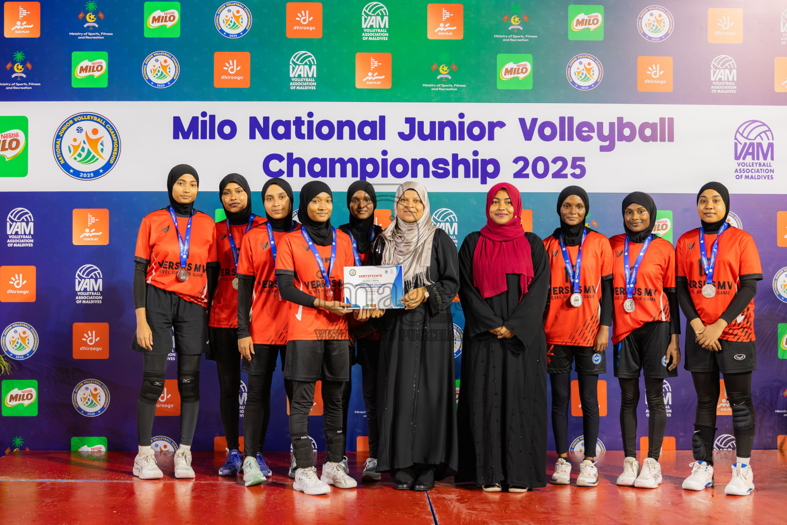 Villingili Z Jamiyya vs Club Volleyball in the Finals of Milo National Junior Volleyball Championship 2025 Woman's Division was held on Sunday, 30th November 2025 at Ekuveni Turf Court Male', Maldives. Photos: Areef Adam / images.mv