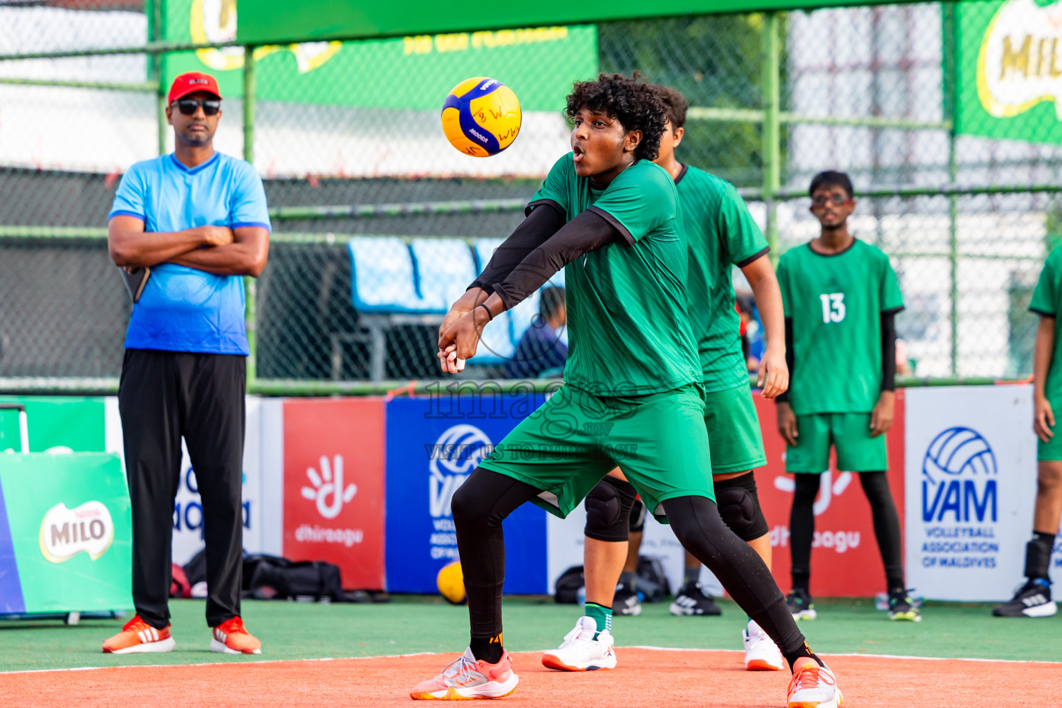 Sports Club Dhirun vs Goodies Sports Club in Milo National Junior Volleyball Championship 2025 Day 3 was held on Monday, 24th November 2025 at Ekuveni Turf Court Male', Maldives. Photos: Nausham Waheed / images.mv