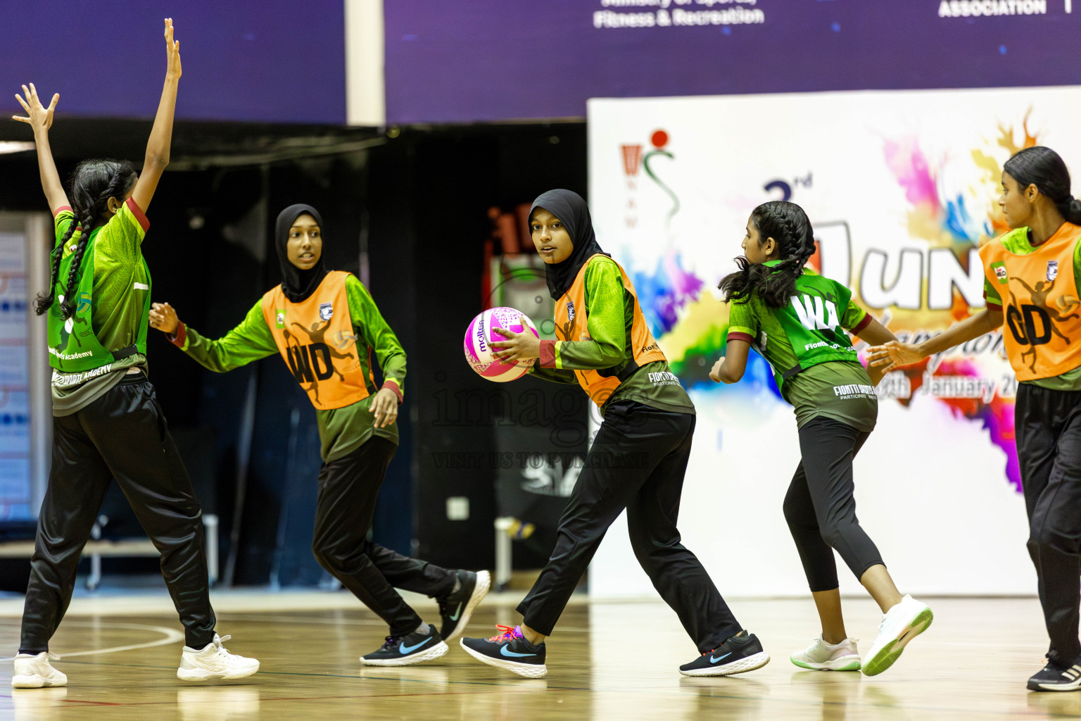 FIONTI A team vs Fionti SC in Day 5 of 3rd Netball Junior Championship, held at Social Center on Thursday 23rd January 2025 . Photos: Shuu Abdul Sattar / images.mv