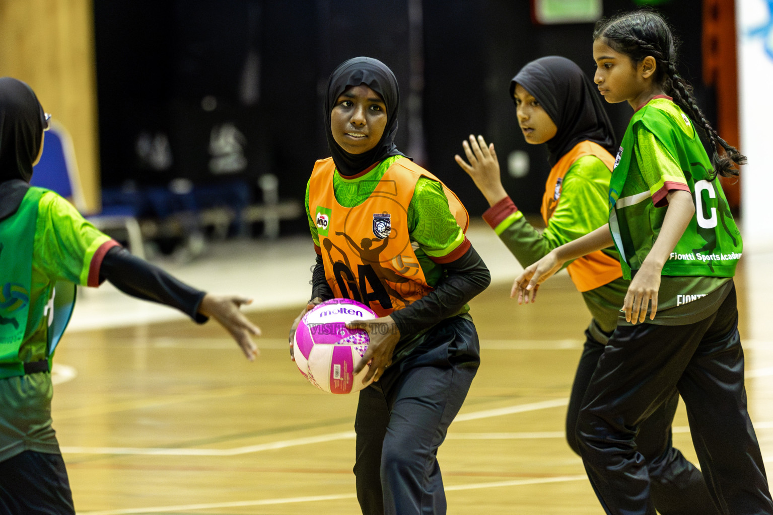 FIONTI A team vs Fionti SC in Day 5 of 3rd Netball Junior Championship, held at Social Center on Thursday 23rd January 2025 . Photos: Shuu Abdul Sattar / images.mv