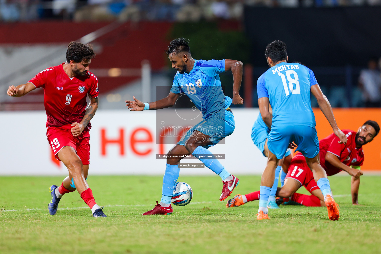 Lebanon vs India in the Semi-final of SAFF Championship 2023 held in Sree Kanteerava Stadium, Bengaluru, India, on Saturday, 1st July 2023. Photos: Nausham Waheed, Hassan Simah / images.mv