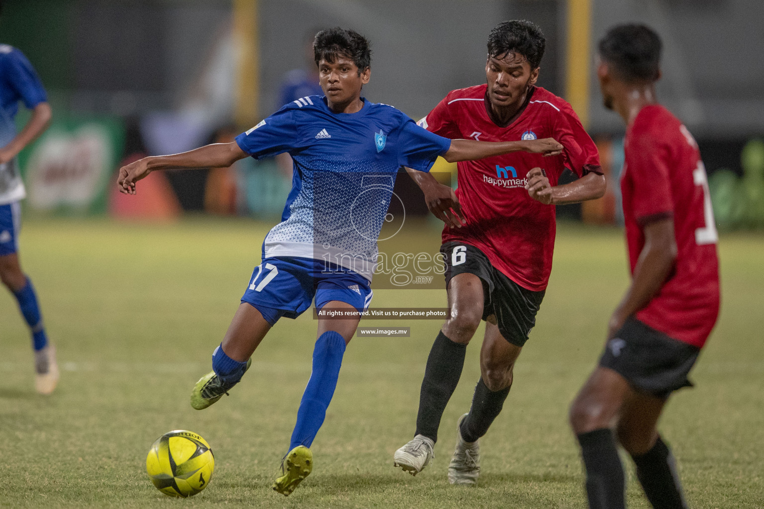 Villa International High School and Center for Higher Secondary Education in the finals of MAMEN Inter School Football Tournament 2019 (U18) in Male, Maldives on 8th April 2019