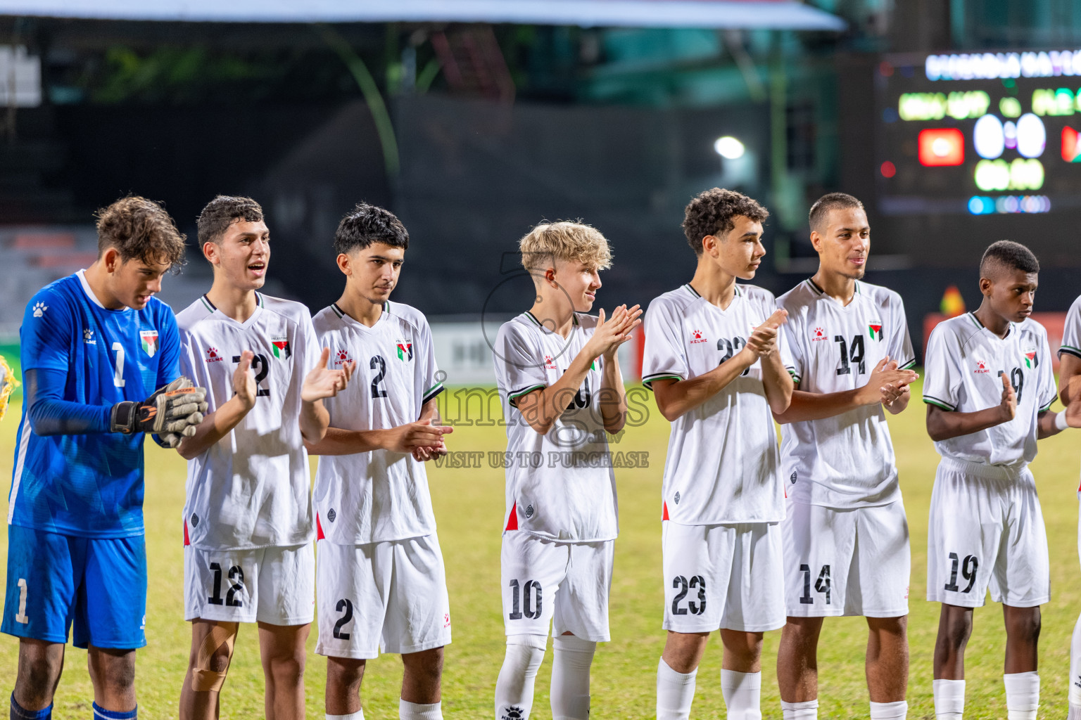 Maldives vs Palestine in an under 17 friendly held in National Football Stadium, Male', Maldives on Thursday, 13 November 2025. 
Photos: Mohamed Mahfooz Moosa / Images.mv