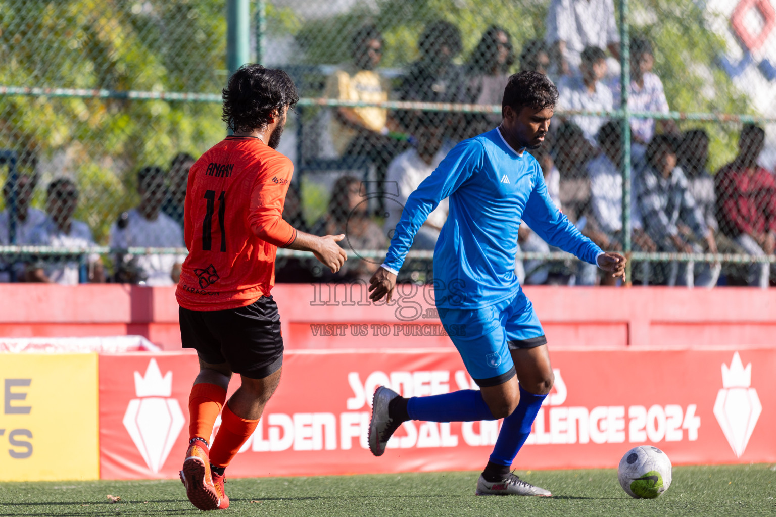 R Alifushi vs R Meedhoo in Day 5 of Golden Futsal Challenge 2024 was held on Friday, 19th January 2024, in Hulhumale', Maldives Photos: Mohamed Mahfooz Moosa / images.mv