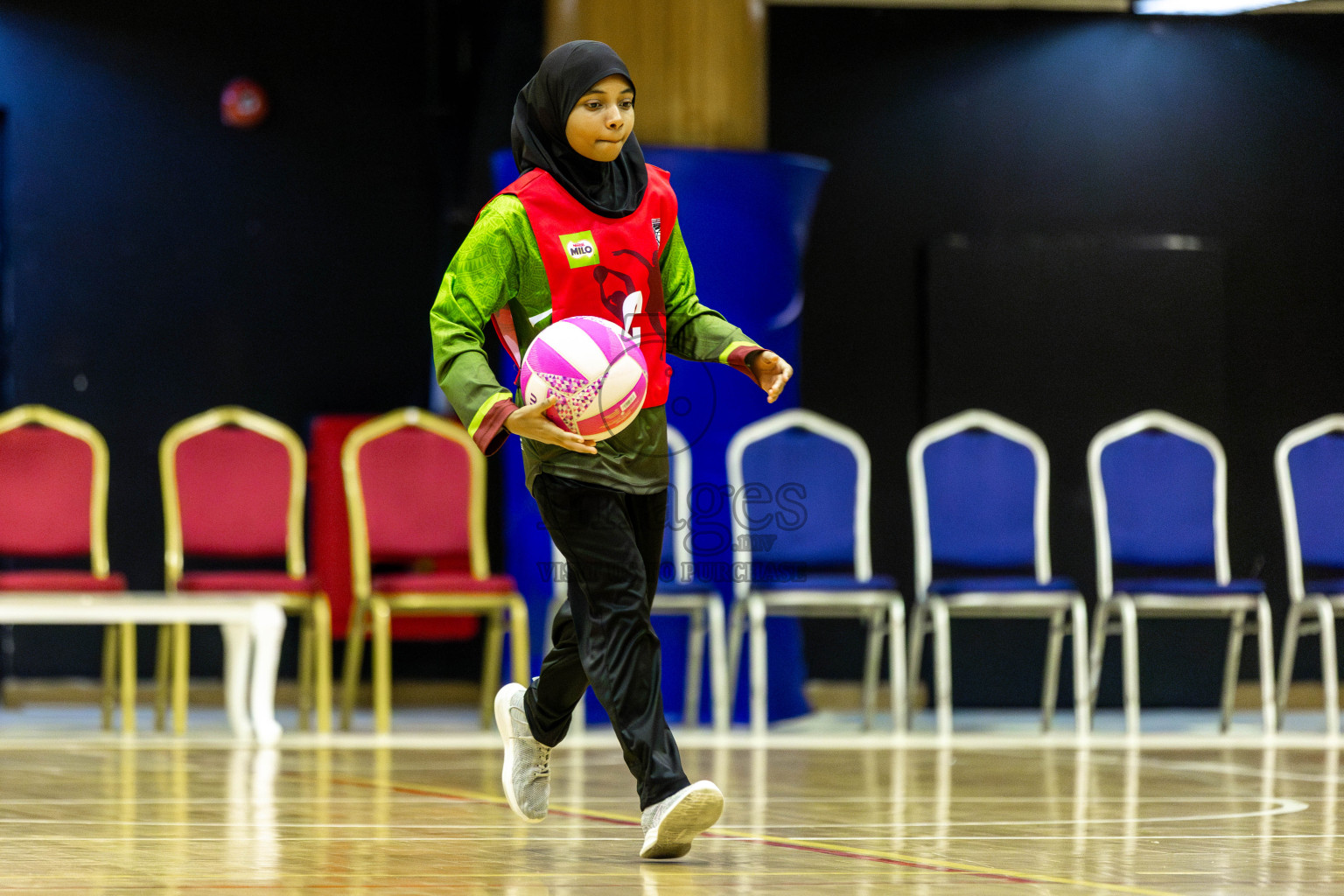 N Sports Academy vs FIONTI Sports Academy in Day 5 of 3rd Netball Junior Championship, held at Social Center on Thursday 23rd January 2025 . Photos: Shuu Abdul Sattar / images.mv