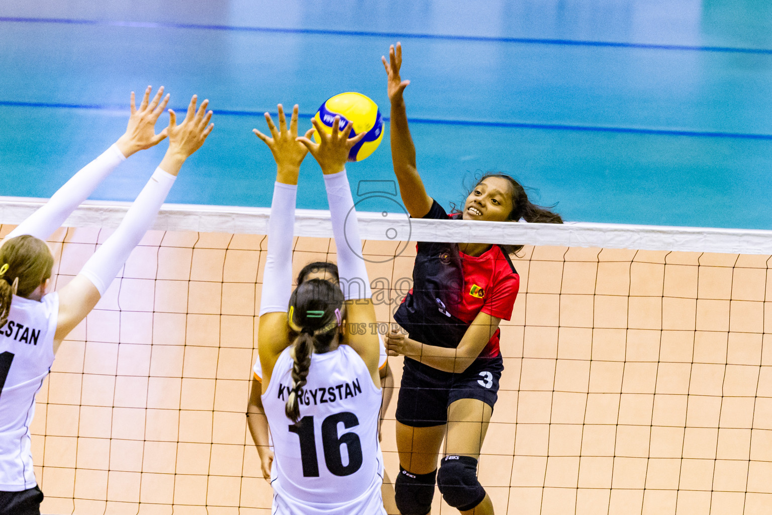 Kyrgyzstan vs Sri Lanka in Final of CAVA U20 Woman's Volleyball Championship 2024 was held in Social Center, Male', Maldives on 23rd July 2024. Photos: Nausham Waheed / images.mv