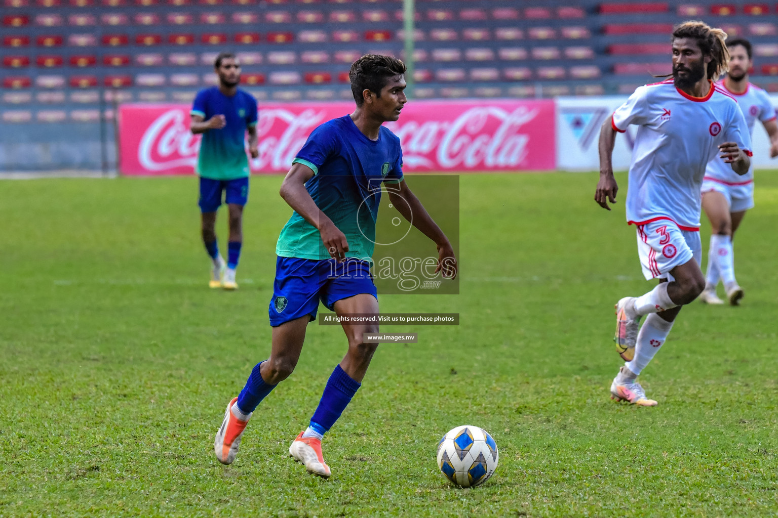 Super United Sports vs Buru Sports Club in Dhivehi Premier League Qualification 22 on 24th Aug 2022, held in National Football Stadium, Male', Maldives Photos: Nausham Waheed / Images.mv