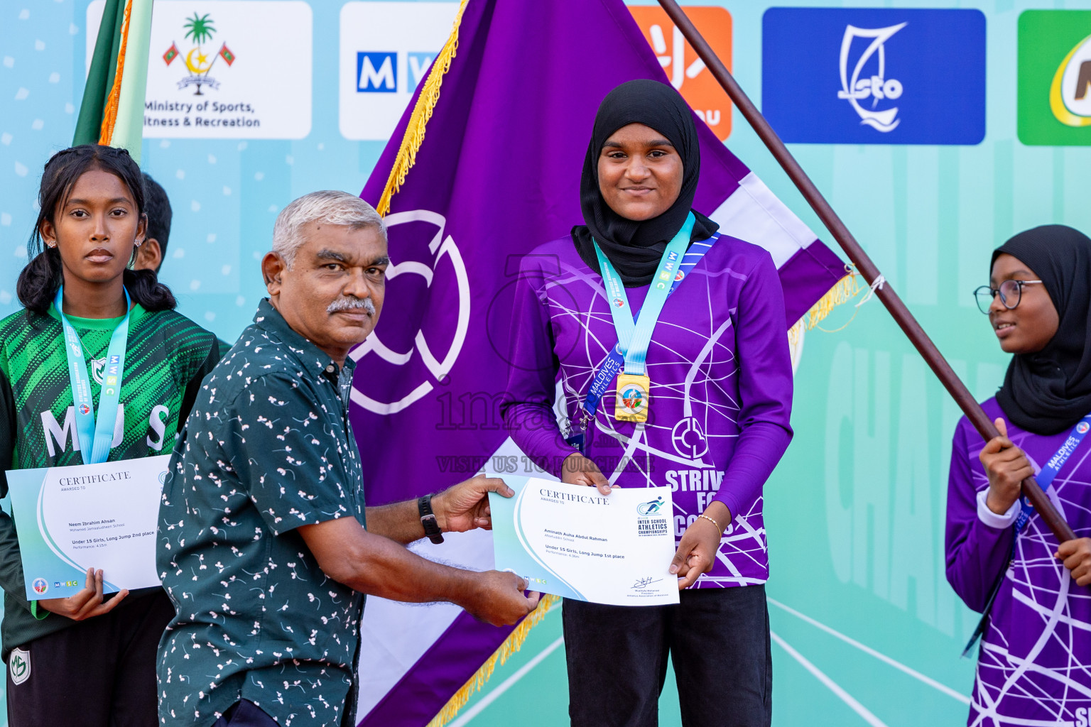 Day 2 of MWSC Interschool Athletics Championships 2024 held in Hulhumale Running Track, Hulhumale, Maldives on Sunday, 10th November 2024. 
Photos by: Hassan Simah / Images.mv